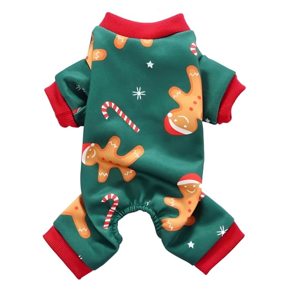 TELOLY Dog Pajamas Christmas for Small Medium Dogs Gingerbread Man Dog Pjs Stretchable Soft Material Christmas Pajamas for Dogs