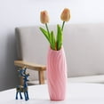 thumbnail image 6 of Geometric Plastic Flower Vase | Modern Floral Container for Home Decor | Small & Fresh Pink Vase for Living Room | 7.87x2.17x2.17 Inches, 6 of 6