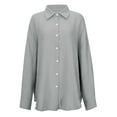 thumbnail image 5 of womens blouses linen blouses for women new years eve blouses Women's Oversized Solid Shirt Loose Fit Breathable Fabric Casual Fashion Top, 5 of 8