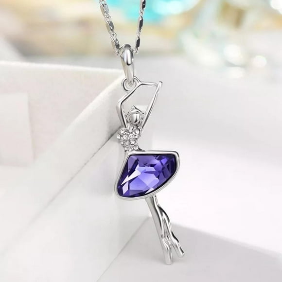 Fino Collar Bailarina Ballet Cristal Swarovski Oro 18k Lam violeta Unitalla