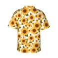thumbnail image 3 of Daiia Yellow Polka Dot Sunflower Hawaiian Shirt for Men Gentle Cotton Regular Short Sleeve Casual-3X-Large, 3 of 9