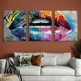 thumbnail image 6 of Ullo0ord Color Lips Canvas Wall Art Banksy Street Graffiti Pictures Wall Decor Colorful Mouth Artwork Painting Abstract Poster Print for Home Living room Bedroom Bathroom Office  12x16x3pcs, 6 of 6
