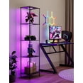 thumbnail image 6 of Display Shelf with RGBW Light, Color Changing Curio Cabinet Floor Lamp with Shelves Corner Standing Column Lamp Etagere Organizer Tower Nightstand Bookcase for Living Room Bedroom Office Décor Black, 6 of 7
