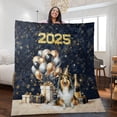 thumbnail image 2 of Happy New Year Collie Welcome 2025 Balloon Firework Party Quilt Blanket Collie Dog Lover Gifts Idea Cozy Comforter Throw Blanket - 01014, 2 of 5