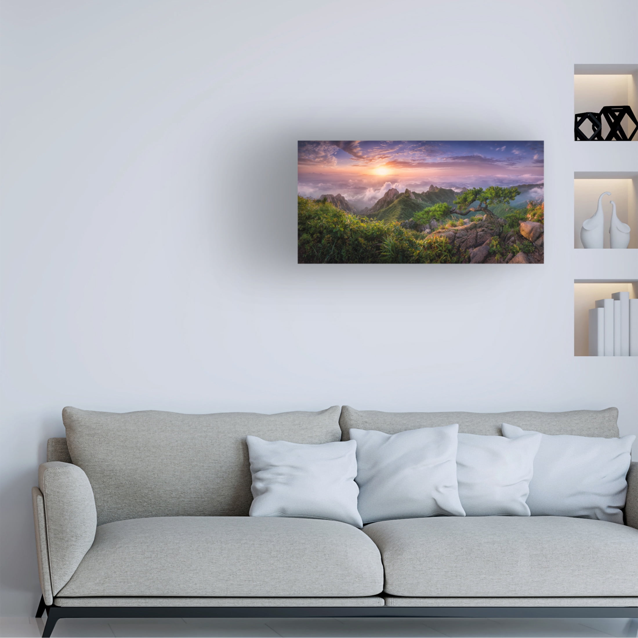 Trademark Fine Art Tiger Seo Pine Tree On The Rock Canvas Wall Art