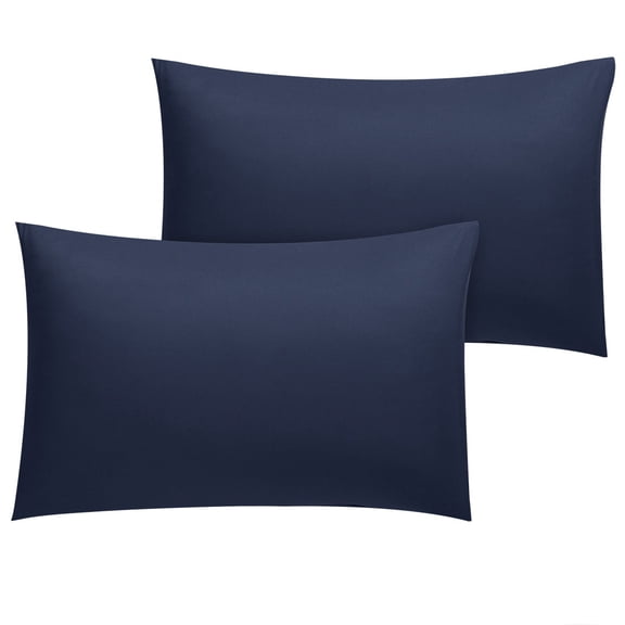 Unique Bargains Pillow Covers 2-Pack Microfiber Rectangular Pillowcases Navy Blue Standard