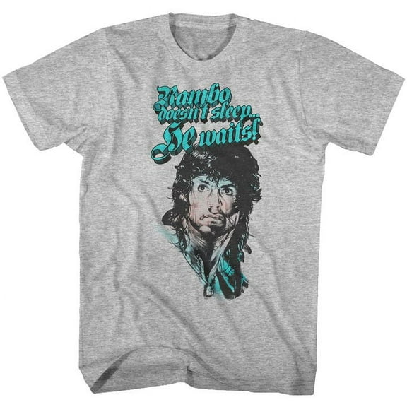 Rambo Rain On Your Face Gray Heather Adult T-Shirt Xlt