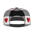 thumbnail image 4 of Fotbe Heart Black Buffalo Plaid Gingham Flat Bill Visor Cap Classic Snapback Hat Polyester Foam Trucker Hat Trucker Cap Adjustable Baseball Cap, 4 of 9