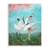 Stupell Industries Surreal Swan Ballet Lake Cherry Blossoms Dance Ballet,13 x 19, Design by Paula Belle Flores