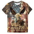 thumbnail image 4 of Leey-World 250 Anniversary USA 250th American Flag Patriotic 250 Years T-Shirt Usa Shirt Women(Coffee,2XL), 4 of 7
