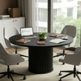 thumbnail image 2 of 47-Inch Black Round Conference Table, Space-Saving Meeting Desk for 4-6 People, Sturdy E1-Grade MDF Top with Metal Base, Perfect for Small Office, Conference Room & Home Workspace, 2 of 7