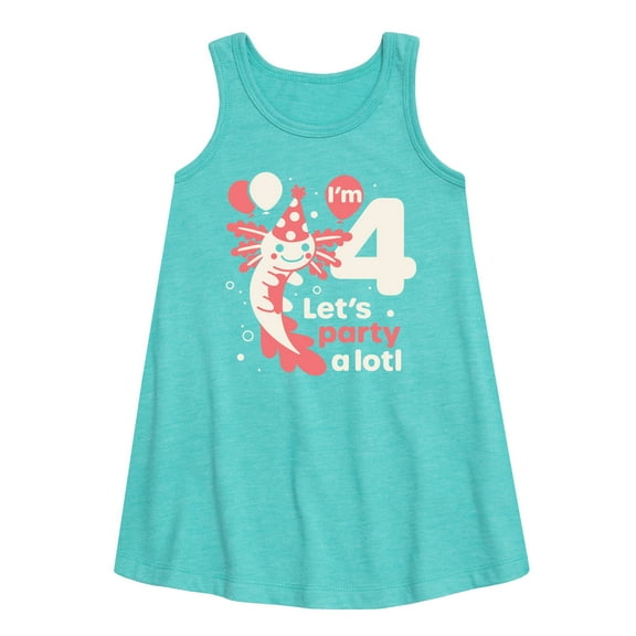 Instant Message - Lets Party Alotl 4 - Toddler and Youth Girls A-line Dress