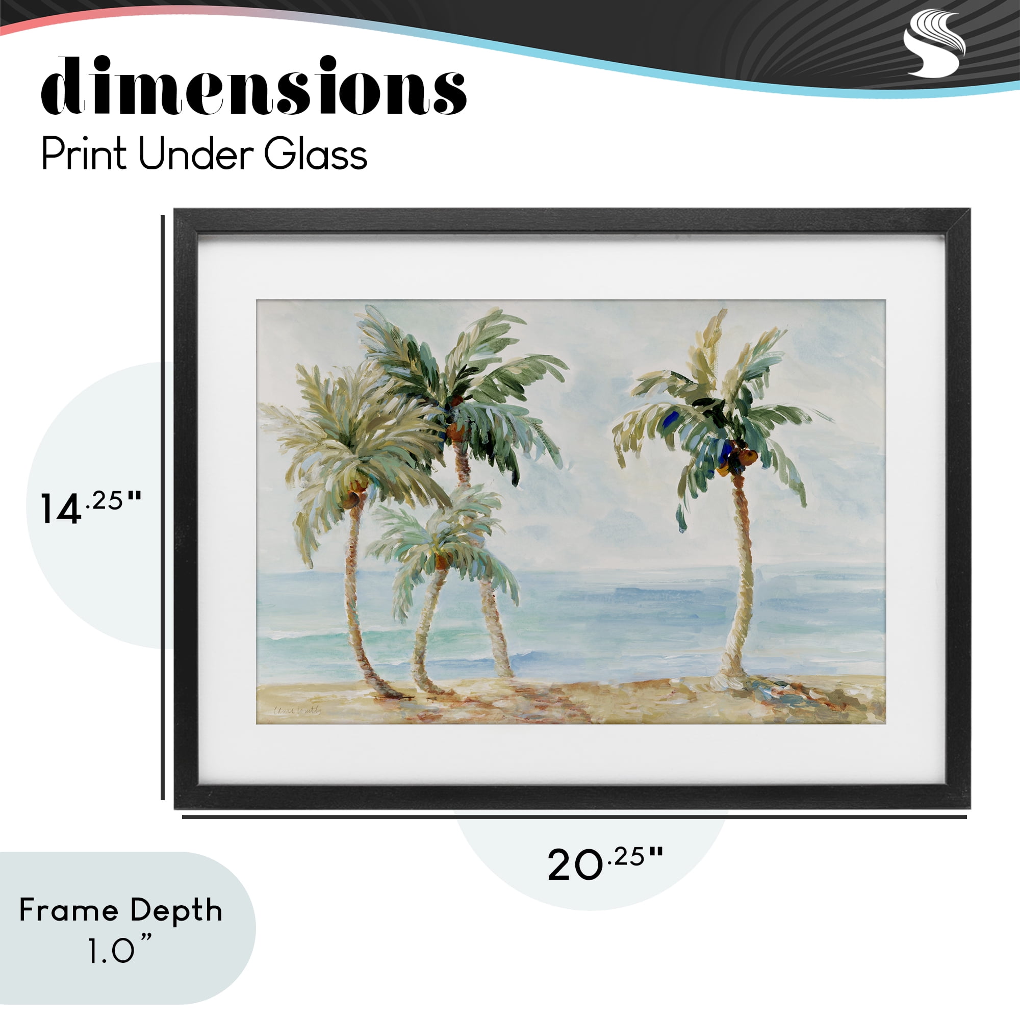 Stupell Industries Palm Trees in Paradise Black Framed Print Under Glass, design by Lanie Loreth