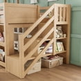 thumbnail image 4 of Bellemave Low Twin Size Loft Bed with Slide, Desk, Stairs and Storage, Wood House Loft Bed Frame with 3 Drawers and Shelves, Space Saving Design for Kids Boys Girls（Natural）, 4 of 9