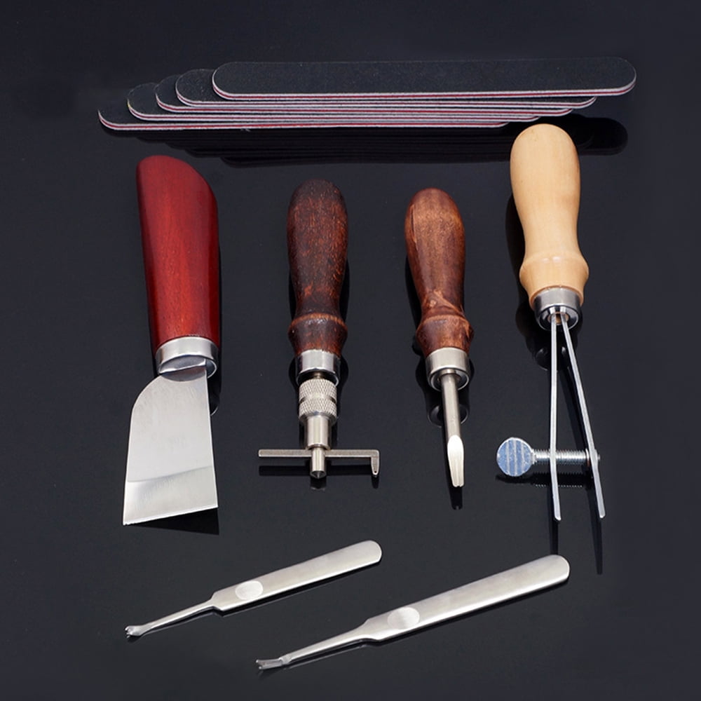 18 Pcs Tool Sewing Craft & Leather Tools Set 18 Pcs Leather Craft DIY Tool for Hand Sewing Stitching,Stamping Set and Saddle Making,Stitching Carving Working
