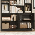 thumbnail image 5 of Hiphuta 75" Tall Modern Bookcases with 2 Double Door Cabinet, 47"Wide Wooden Storage Bookshelf for Living Room Home Office Entryway, Dark Brown, 5 of 8