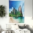 thumbnail image 3 of Tropical Decor Wall Hanging Tapestry, Railay Beach in Krabi Thailand Small Boat Crystal Water Rock Cliff Tropical Landscape, Bedroom Living Room Dorm Accessories, 40 X 60 Inches, by Ambesonne, 3 of 5