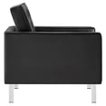 thumbnail image 4 of Armchair Accent Chair and Ottoman, Black Silver, Vegan Leather, Mid Century Living Lounge Cafe Lobby Hospitality Restaurant, Modern Contemporary HB34844, 4 of 11