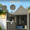 thumbnail image 5 of Dovov Outdoor Storage Shed with Removable Shelf, Garden Tool Shed Sloped Roof Waterproof Plastic Storage Cabinet with 12 Hooks, Brown, 5 of 11