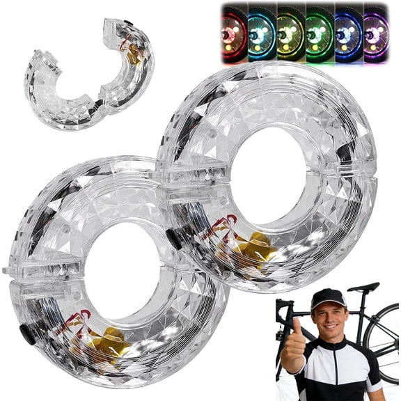 LED Cycling Wheel Hub Light for Night Riding,Rechargeable USB Bike Wheel Lights with Smart Sensor, 7 Color &18 Modes LED Bike Wheel Lights, Smart Sensor, Waterproof(2Pcs-A)