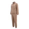 thumbnail image 4 of fheaev 2 Piece Outfits for Women Casual Half Zip Sweatshirt Jogger Sweatpants with Pockets Fall Winter Outfit Khaki,3XL, 4 of 8