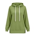thumbnail image 6 of Plus Size Long Women's Fashion Hoodie with Pockets | Comfy Fleece Sweatshirt, High-Low Hem Pullover, Casual Loose Fit，Work & Travel & Everyday Wear Outfits，Fall Winter Clothes, Army Green, XXL, 6 of 6