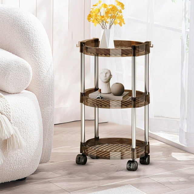 Wzzjkit Chariot Étagère Autoportant à Trois Niveaux, Étagère de Rangement pour la Maison, Salon, Collation, Dortoir, Étagère de Rangement avec Roues Universelles