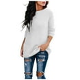 thumbnail image 2 of BONIXOOM Fall Sweaters For Women 2023 Baggy Fit Jacket Pullover Vacation Crew Neck Cardigan Sweater White S(US:4), 2 of 6