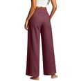 thumbnail image 6 of ZToonmas Womens Solid Linen Look Wide Leg Pants Elastic Waist Front Seam Casual Loose Long Pants with Pockets, 6 of 6