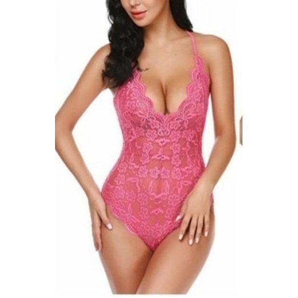 Lencería sexy de una pieza de encaje de gran tamaño Lencería de noche para mujer atractiva
