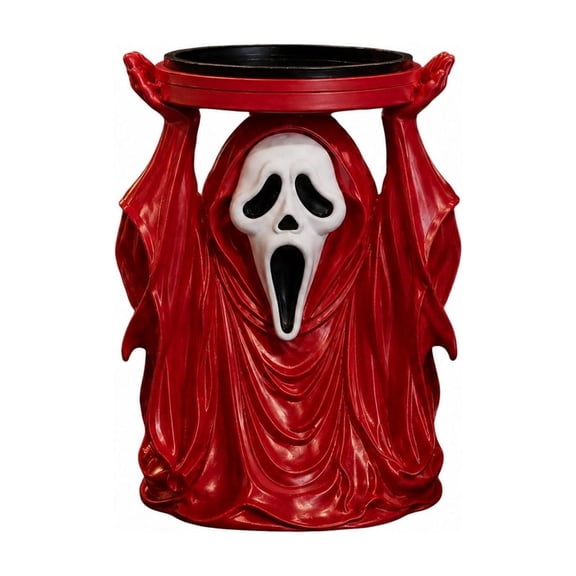 Ghost Face Candle Stand, Halloween Decorations Indoor, 3D Printed Spooky Gothic Decor, Tabletop Candle Holder for Mantel Shelf Entryway