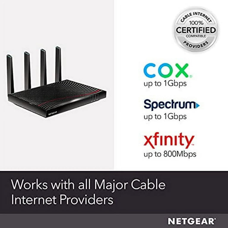NETGEAR Cable Modem WiFi Router Combo (C7800) - Compatible with Cable Providers Including Xfinity Comcast, Cox, Spectrum Cable Plans Up to 2 Gigabits | AC3200 WiFi Speed | DOCSIS 3.1 - Walmart.com