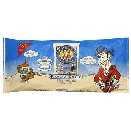 Pirate's Booty Baked Aged White Cheddar, Rice and Corn Puffs, 0.5 oz, 12 count, (Pack of 12)