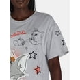 thumbnail image 4 of Tom and Jerry Women's Embroidered Graphic Print T-Shirt, Sizes XXS-XXL, 4 of 5