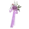 thumbnail image 2 of Silla de boda rústica con flores, decoración para silla de boda, rosas artificiales, flores para boda púrpura, 2 of 9