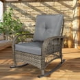 thumbnail image 5 of W WARMHOL Outdoor Wicker Rocking Chair with Thickened Cushions, Garden & Backyard, Gray, 5 of 7