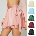 thumbnail image 2 of Solid Skirt High Waist Fashion One Piece Lace-up Skirt Chiffon Satin Cap Skirt, 2 of 14