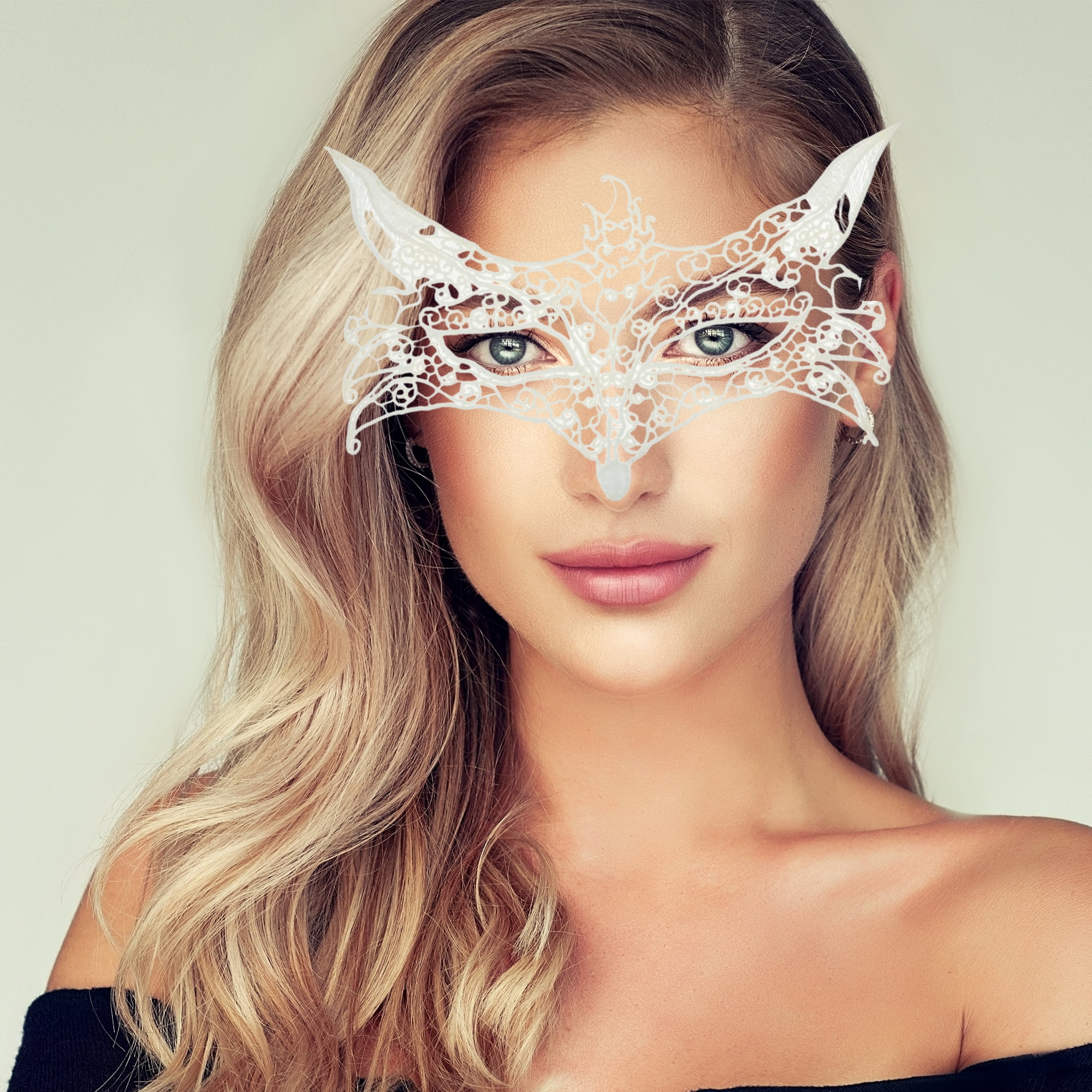 Unique Bargains 1 Pack Elegant Lace Half Face Party Mask White Pattern 5