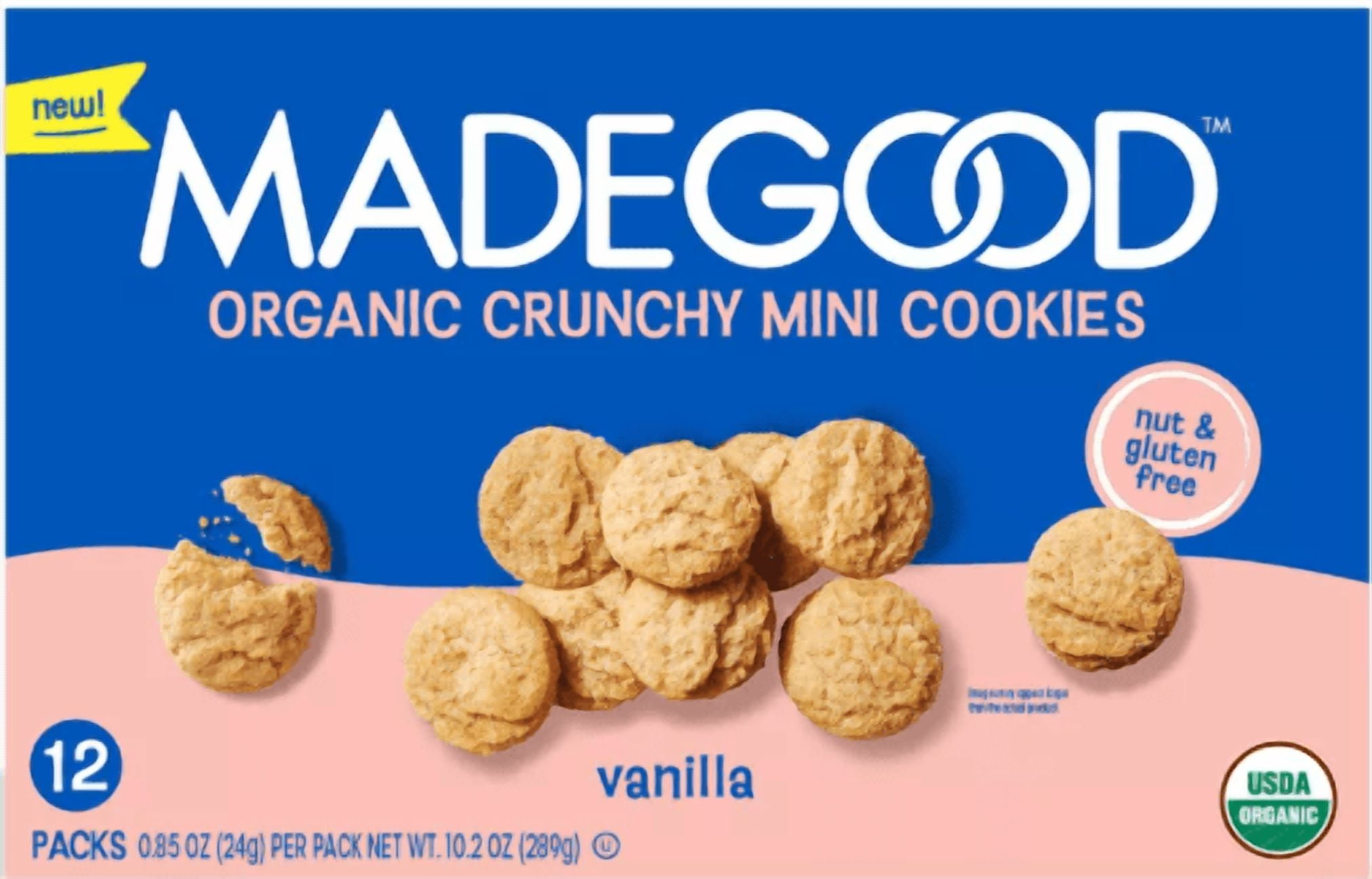 MadeGood Organic Gluten Free Mini Crunchy Cookies Vanilla - 10.2oz/12ct