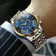 thumbnail image 6 of OLEVS Watches for Men, Mens Watches Quartz Gold Stainless Steel Waterproof Luminous Business Calendar Wrist Watch reloj para hombre Blue Dial, 6 of 11