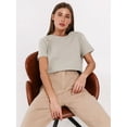 thumbnail image 3 of Camiseta de verano 100 % algodón para mujer de Bornladies, básica, moderna, lisa, de manga corta, holgada, 230 g/㎡, 3 of 5