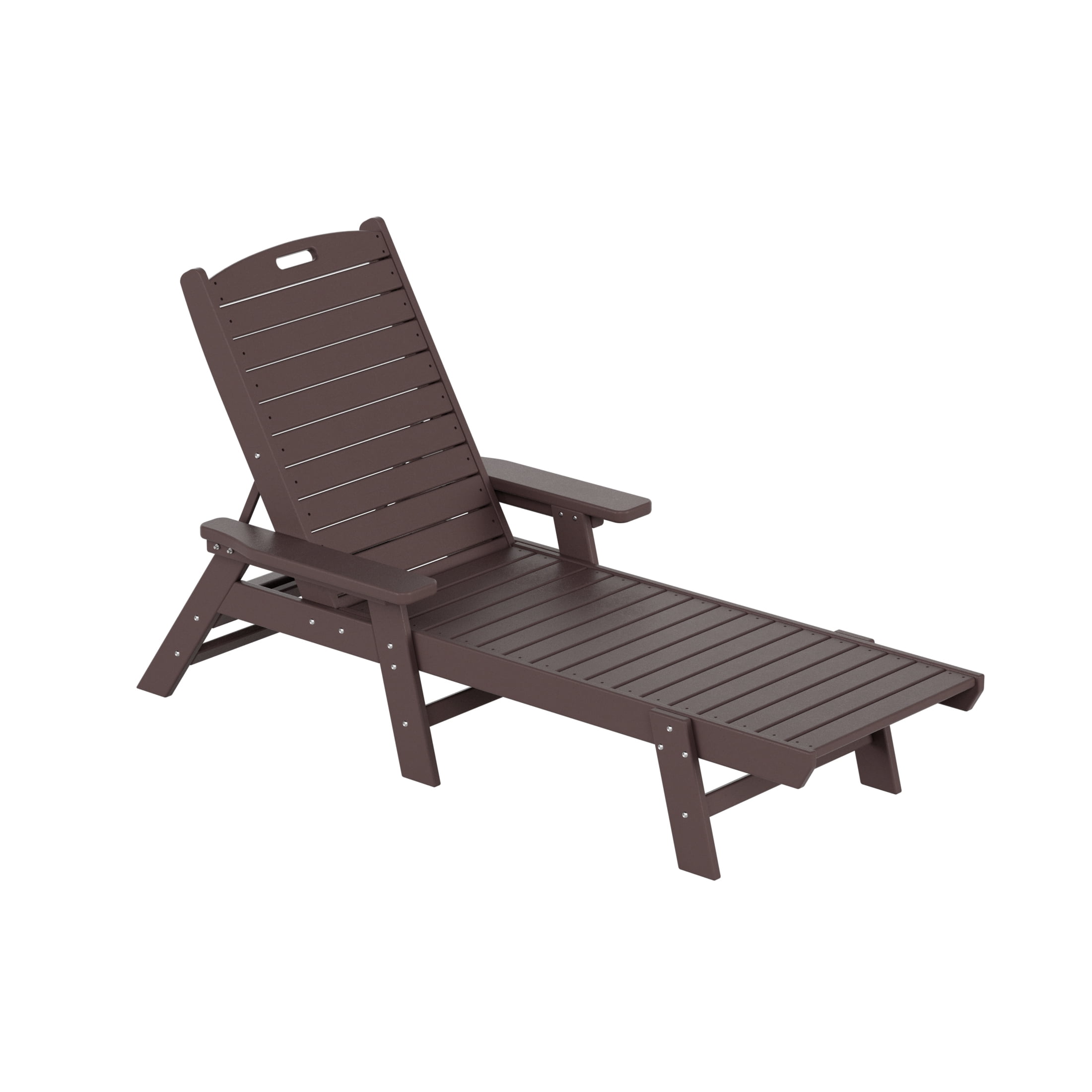 GARDEN Plastic Outdoor Chaise Lounge Chair with Adjustable Backrest, Dark Brown