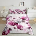 thumbnail image 2 of Watercolor Hydrangea Full Comforter Set Chic Flower Floral Bedding Set Full Women,Watercolor Oil Painting Bedding Comforter Sets Ombre Gradient Duvet Set,Pink Quilted Comforter, 2 of 7