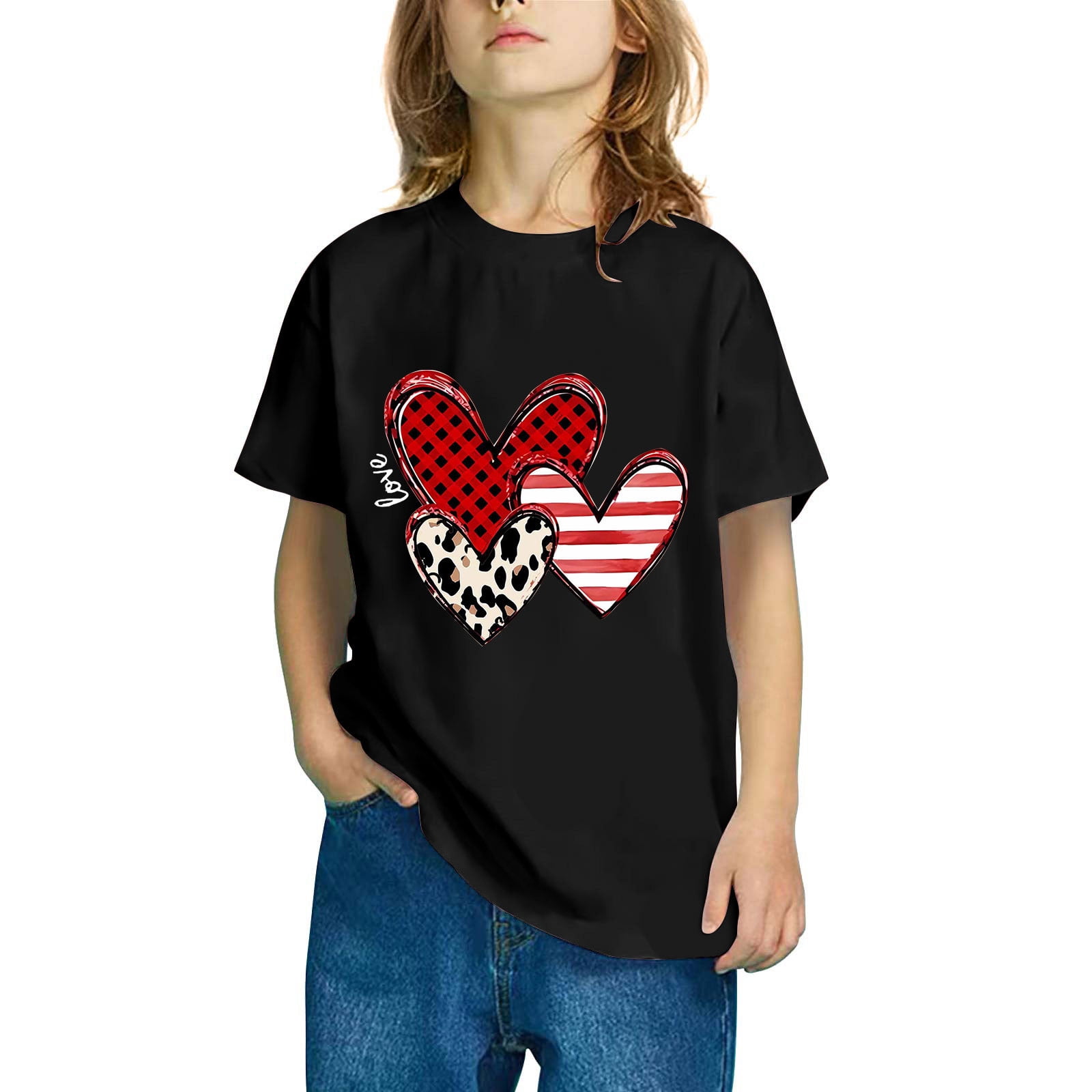 Lovzfmll Boys & Girls Valentine's Day Heart Tee, Cute Casual Short