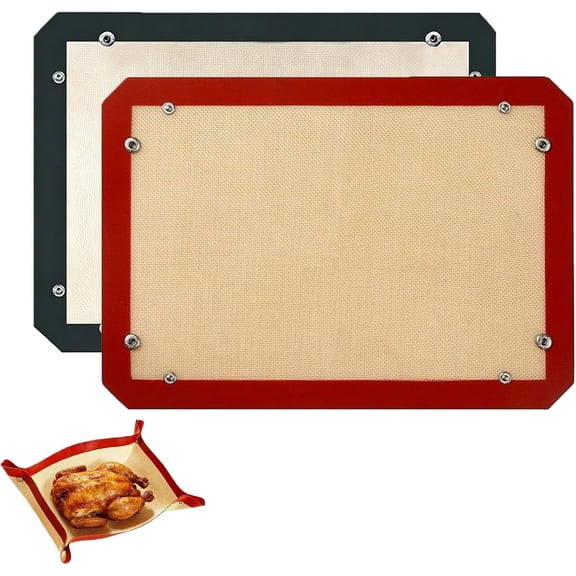 Leakproof Silicone Baking Mat, Silicone Mats for Baking with Snap Lock, 2PCS