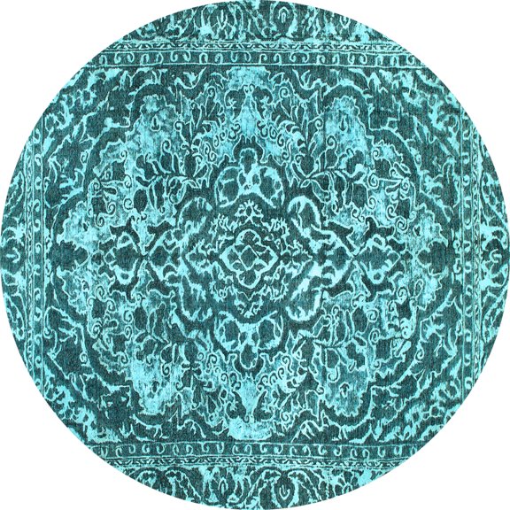 Ahgly Company Indoor Round Abstract Light Blue Modern Area Rugs, 6' Round