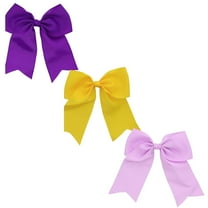 Motique Accessories 3 Pack Jumbo Bow Clips with Tails for Women and Girls-Purple Yellow
