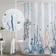 thumbnail image 5 of Ocean Blue Coral Shower Curtain, Waterproof Shower Curtains for Bathroom, Summer Coastal Starfish Flower Washable Fabric Bathtub Curtain Set Bath Decor with 12 Hooks Standard 72"x72", 5 of 8