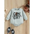 thumbnail image 2 of Seyurigaoka Baby Boys Girls Game Day Romper Tops Casual Long Sleeve Round Neck Star Letter Print Bodysuit for 0-18M Infant Kids, 2 of 9