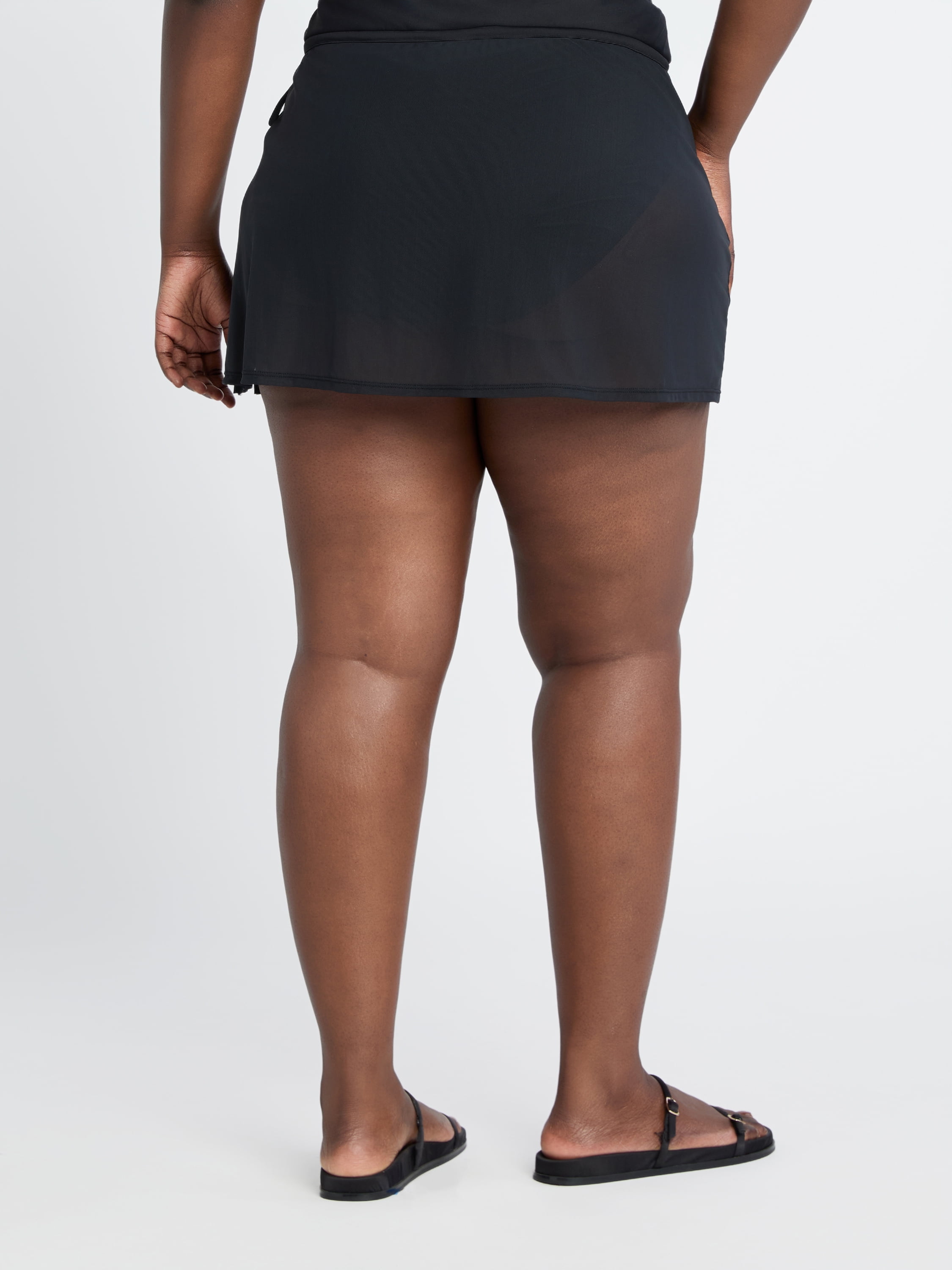 Time and Tru Women's and Women's Plus Mesh Overlay Swim Skirt, Sizes S-3X